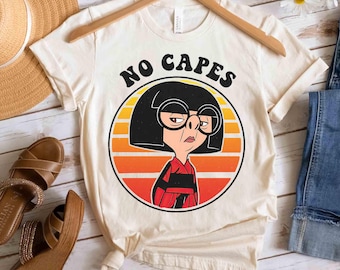 Maglietta divertente retrò Disney Edna Mode No Capes, maglietta Disney Gli Incredibili, viaggio per le vacanze in famiglia al Magic Kingdom Disneyland 2026
