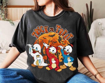 Retro Huey Dewey Louie Halloween Costume Trick Or Treat Shirt, Ducktales Disneyland Halloween Party, Spooky Season Tee, Family 2026 Trip