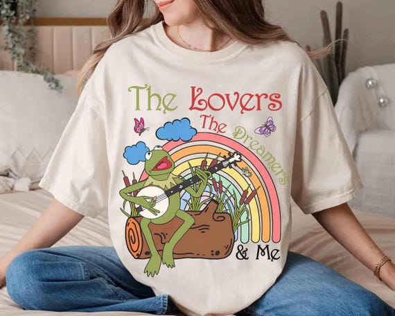 Vintage Kermit The Frog Muppets Rainbow T-shirt, The Lovers The Dreamers And Me Tee, Walt Disney World, Disneyland Family Trip Matching