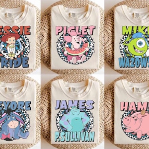 Retro Comfort Colors Mickey And Friends Checkered Shirt, All Disney Characters Shirt, Walt Disney World 2026 Tee, Disneyland Family Matching image 3