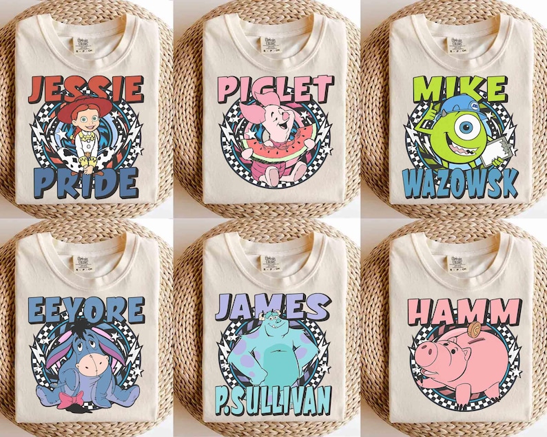 Retro Comfort Colors Mickey And Friends Checkered Shirt, All Disney Characters Shirt, Walt Disney World 2026 Tee, Disneyland Family Matching image 3