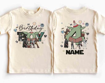 Personalized 2-sided Kids Name Star Wars Birthday Shirt, Custom Age Boy And Girl Tee, Darth Vader Chewie Han Solo, Star Wars Day Family Trip