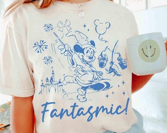 chemise vintage rétro Walt Disney Fantasia Mickey Coquette, t-shirt Mickey sorcier, t-shirt Fantasia Mickey, voyage assorti en famille Disneyland