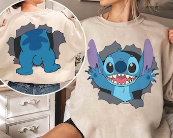Camiseta divertida de Disney Stitch con agujeros de doble cara, camiseta de la película Lilo & Stitch (2026), camiseta a juego con la emoción de Stitch, viaje familiar a Disneyland (2026)