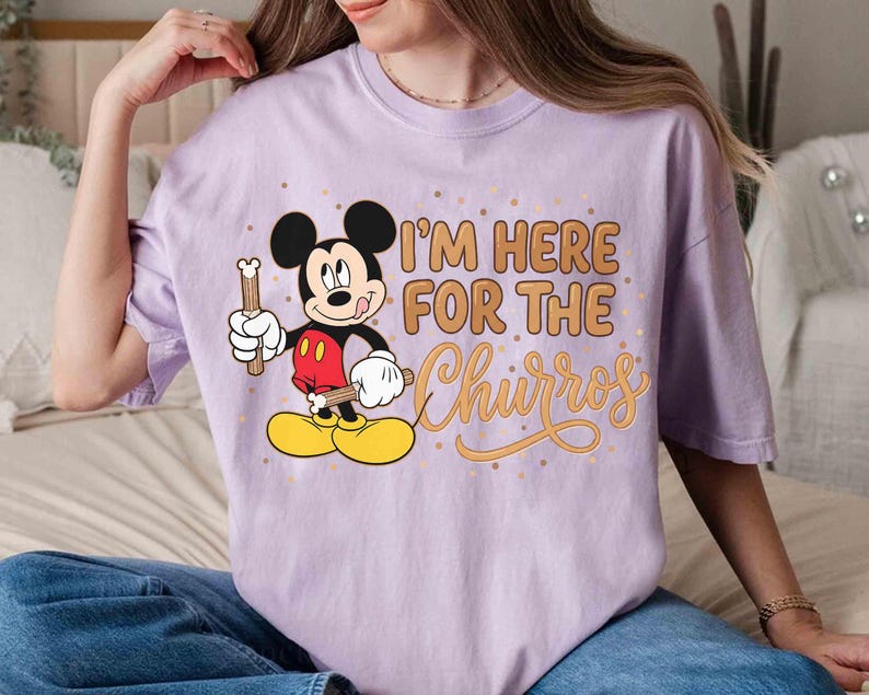 Comfort Colors Disney Mickey Mouse I’m Here For The Churros Snack Shirt, Epcot Snacks Team Tee, Disneyland Family Trip Foodie Outfits 2026 image 6