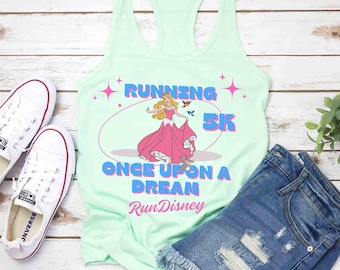 Disney Aurora Princess Wine & Dine Tank Top, 5K Laufen Es war einmal Es war einmal Damen Tank Top, Disney Marathon, Geschenk für Läufer, Dornröschen