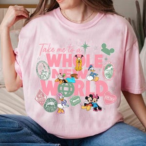 Take Me To A Whole New World Shirt, Disney Parks Badge Aesthetic Tee, Retro Magic Kingdom Epcot Vacation Top, Seven Seas Lagoon Shirt 2026 image 2