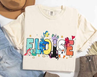 Custom Name The Little Mermaid Characters Matching Shirt, Personalized Disney Ariel Ursula Flounder Sebastian Tee, Disneyland Birthday Gift