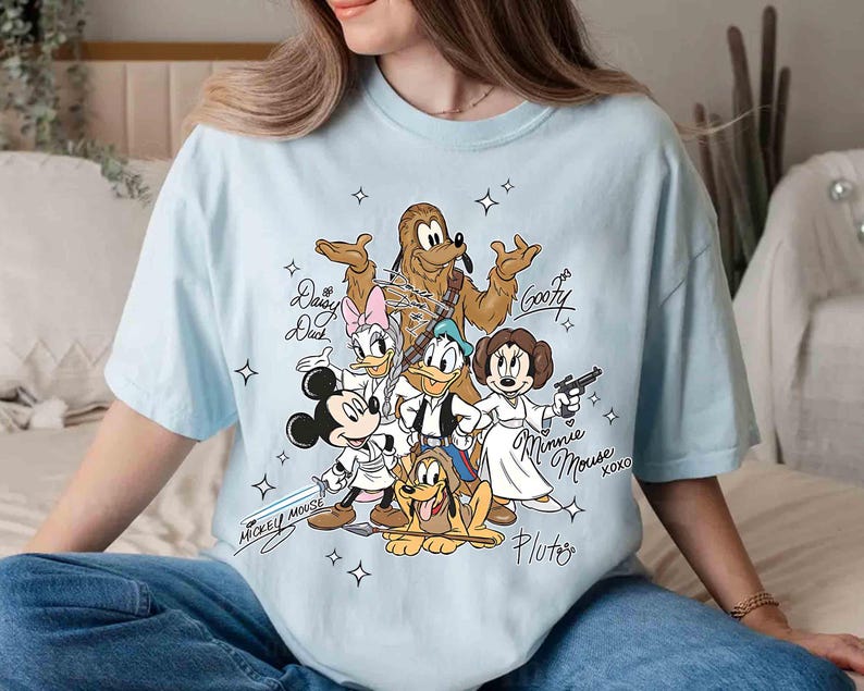 Mickey & Friends Star Wars Shirt, Disney Trip Shirt, Jedi Shirt, Family Vacation Outfit, Galaxy Edge Shirts, Gift for Star Wars Fans Gits image 4