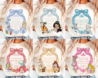 Camiseta retro de princesas Disney con colores cómodos, camiseta coqueta de princesas Disney, camiseta para viaje de chicas Disney, camiseta para grupos Disney, camiseta Disney personalizada