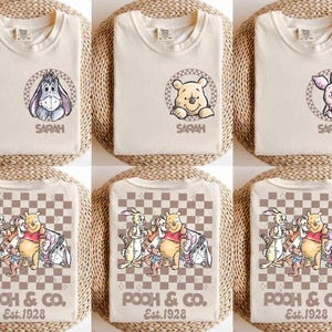 2-sided Winnie The Pooh and Friends Checkered Shirt, Pooh An Co Matching Tee, Disneyland Trip 2025 Shirt, Disney Eeyore Piglet Tigger Shirt