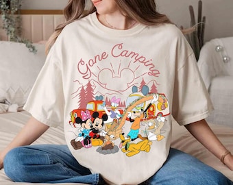 Camiseta de Disney Mickey y sus amigos de acampada, camiseta de Mickey Mouse campista, camiseta de caravana de acampada, camiseta de Mickey y sus amigos, viaje de acampada de Disney