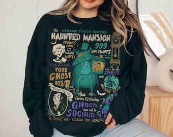 Retro Disney The Haunted Mansion Halloween Shirt, Hitchhiking Ghosts Madame Leota Hatbox Ghost Tee, Mickey's Not So Scary Party, Family Trip