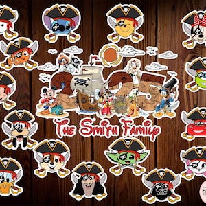 All character Mickey & friends Disney Pirates Cruise Magnets, Disney Family Cruise Ship Stateroom Door, Pirates Cruise, Wish Fantasy Magic