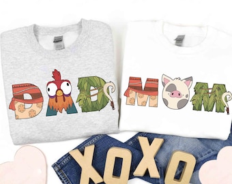 Camisetas de Disney Moana para mamá y papá, camiseta de Pua para papá, camiseta de Hei Hei para mamá, camiseta familiar de Disney, camiseta para mamá primeriza, camiseta de Disney para parejas, viaje familiar a Disney