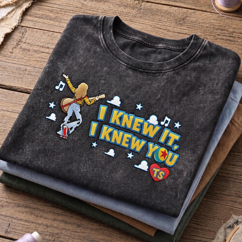 Vintage I Knew You Embroidered Washed Shirt, Toy Story 5 Music T-shirt, Disney Pixar Toy Story Family, Music Cowgirl, Western Country Tshirt image 4