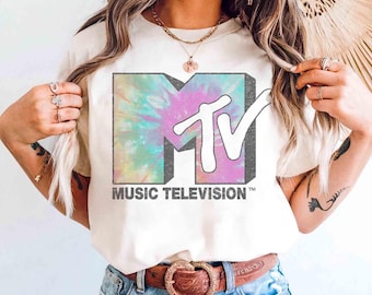 MTV Music Television Faded Tie Dye Logo T-shirt, Retro 80s & 90s MTV Wash Family Matching Tee, Vintage MTV Birthday Girl, Girl Trip Outfit