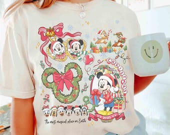Vintage Mickey And Friends Christmas Shirt, Disney Christmas Shirt, Mickey Holiday Lights Shirt, Disney Family Matching Christmas Shirt