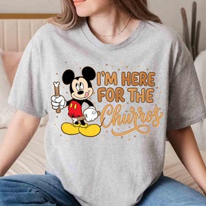 Comfort Colors Disney Mickey Mouse I’m Here For The Churros Snack Shirt, Epcot Snacks Team Tee, Disneyland Family Trip Foodie Outfits 2026 image 7