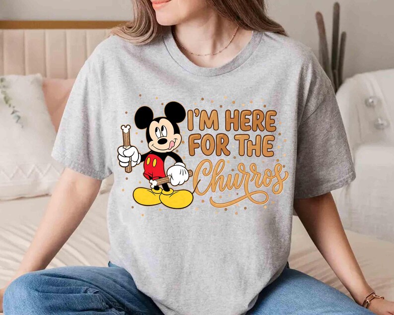 Comfort Colors Disney Mickey Mouse I’m Here For The Churros Snack Shirt, Epcot Snacks Team Tee, Disneyland Family Trip Foodie Outfits 2026 image 7