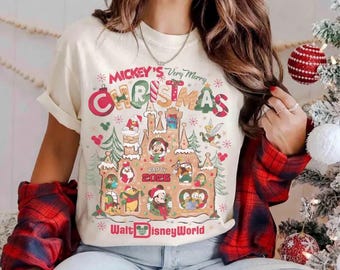 Coquette Mickey's Very Merry Christmas Party 2026 Gingerbread Shirt, Disney Mickey and Friends Xmas Tee, Disneyland Vacation Family Gifts