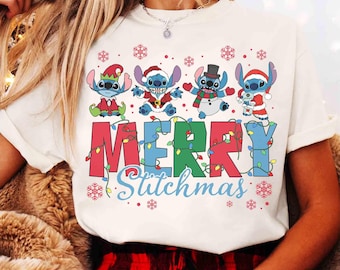 Niedliches Disney Santa Stitch Weihnachtsballon-Sweatshirt, Mickey's Merry Xmas Party 2026 Passendes T-Shirt, Disneyland Urlaub Familiengeschenk