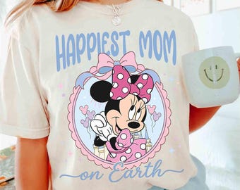 Camiseta con lazo de Minnie Mouse y el castillo de Disney, la mamá más feliz del mundo, camiseta de Disney Mama, regalo para el Día de la Madre, atuendo para viaje a Disneyland