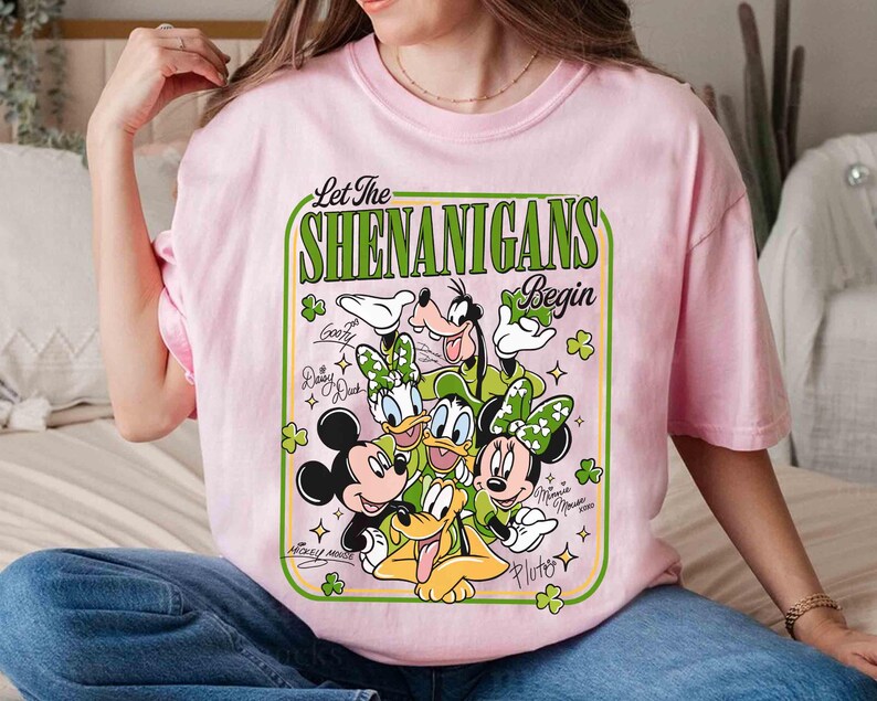 Mickey & Friends Patrick Day T-shirt, Let the Shenanigans Begin, Shamrock Disney Happy St. Patrick’s Day Tee, Disneyland Lucky Irish 2026 image 3