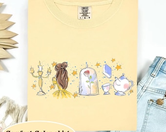 Watercolor Disney Belle Princess Shirt, Beauty and the Beast Tee, Tale as old as time, Girly aesthetic Disney Girls trip tee, Magic Kingdom