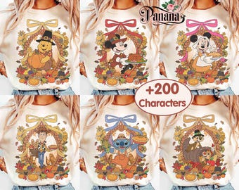 Personaliza todas las camisetas de Disney para Acción de Gracias, la camiseta de Mickey y sus amigos para otoño de 2026 y la camiseta de Halloween con Winnie the Pooh y Stitch.