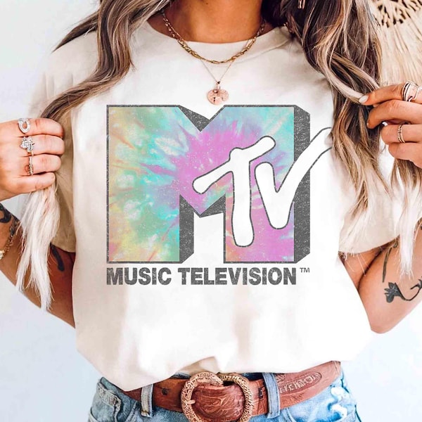 MTV Music Television Faded Tie Dye Logo T-shirt, Retro 80s & 90s MTV Wash Family Matching Tee, Vintage MTV Birthday Girl, Girl Trip Outfit