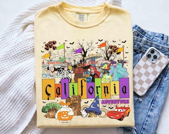 Disney Pixar Characters California Adventure Halloween Shirt, Toy Story, Cars, Monster Inc, Inside Out Tee, Mickey's Not So Scary Party Trip