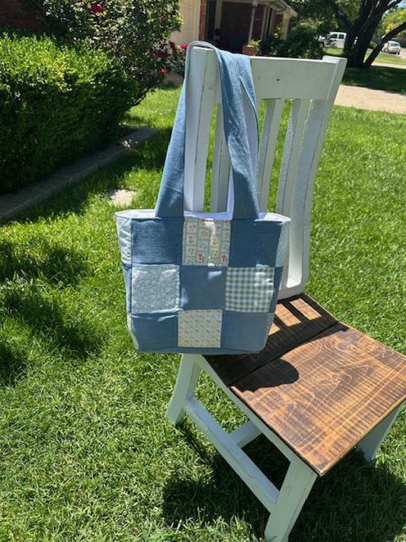 Handmade Quilted Tote Bag – “cottage Charm” Patchwork Design With