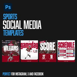 Professional Sports Social Media Graphic Package (Photoshop) (4-in-1 Package)