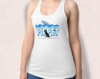 Camiseta sin mangas Pippet Shark / Camiseta deportiva Black Lab Ocean Graphic Racerback / Ropa de playa Summerween