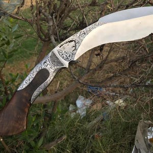 Custom Handmade D2 steel Hand Engrave Kukri knife, Hunting knife, Nepal knife, Camping knife, Machete, Jangle knife, Gift for him/birthday