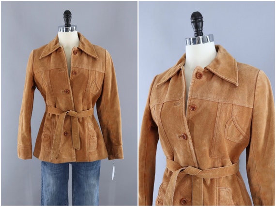 Vintage Suede Jacket, Leather Coat, Tan Camel Cara