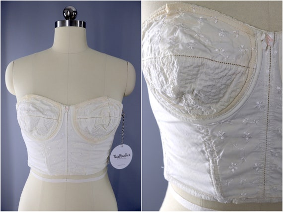 Vintage Strapless Bra, Maidenform, Cotton Eyelet B