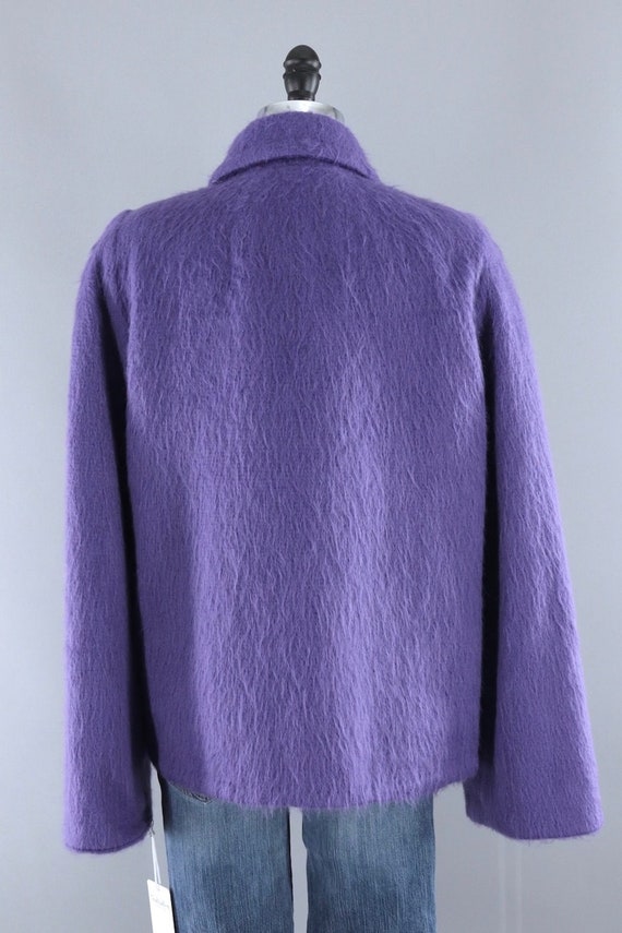 Vintage Purple Jacket, Asymmetrical, Faux Mohair,… - image 6