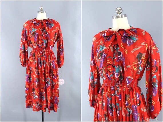 Vintage Dress, 1980s Day Dress, Church, Secretary