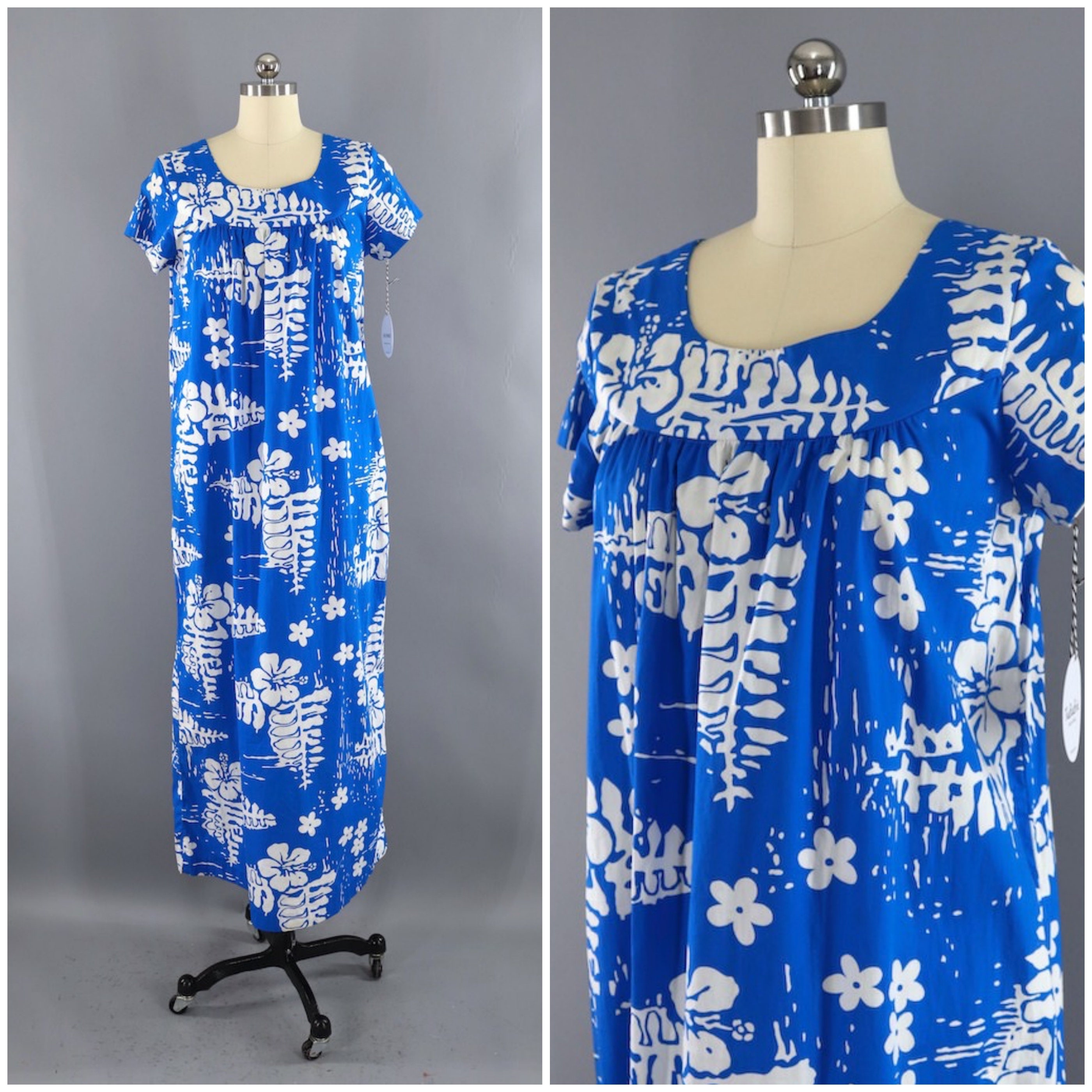 Vintage Hawaiian Dress Aloha Print Long Muumuu Ui-Maikai | Etsy