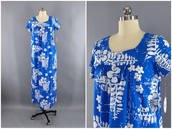 Vintage Hawaiian Dress Aloha Print Long Muumuu Ui-maikai | Etsy