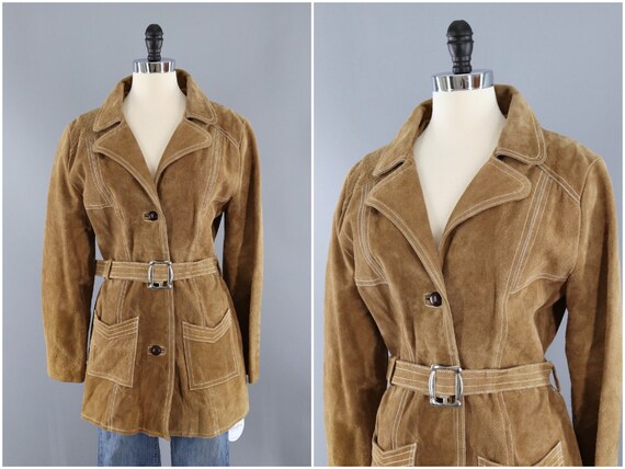 Vintage Suede Jacket, Tan Leather, Camel Caramel,