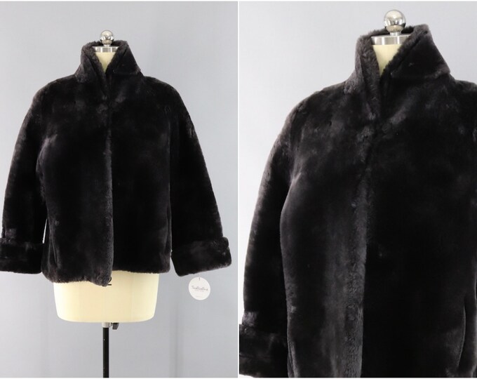 Vintage 1950s Mouton Fur Coat / Rare Silver Grey / Winter Wedding / Sheared Lamb Jacket
