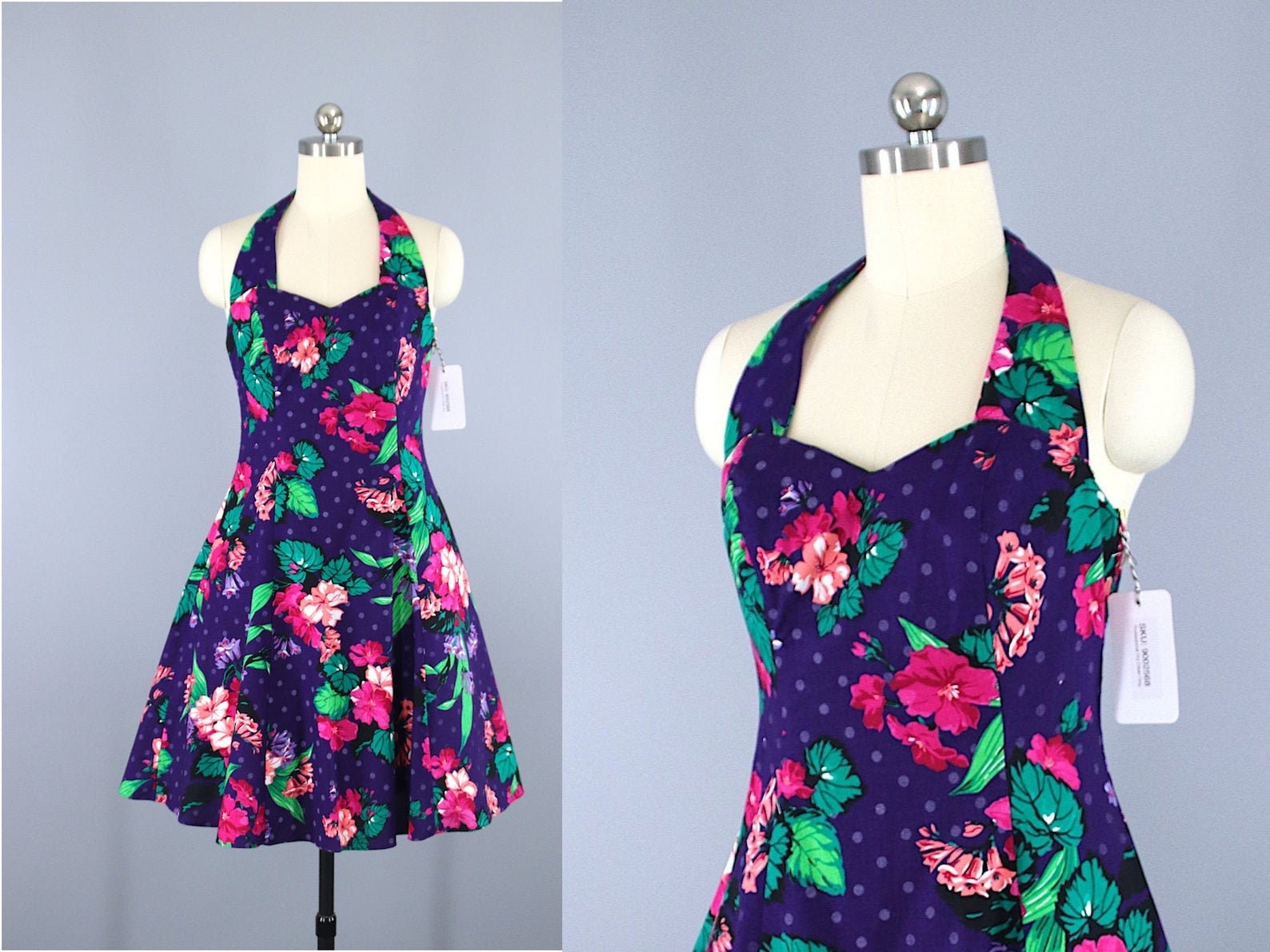 Vintage Dress Pinup Girl Rockabilly Cotton Sundress Purple | Etsy