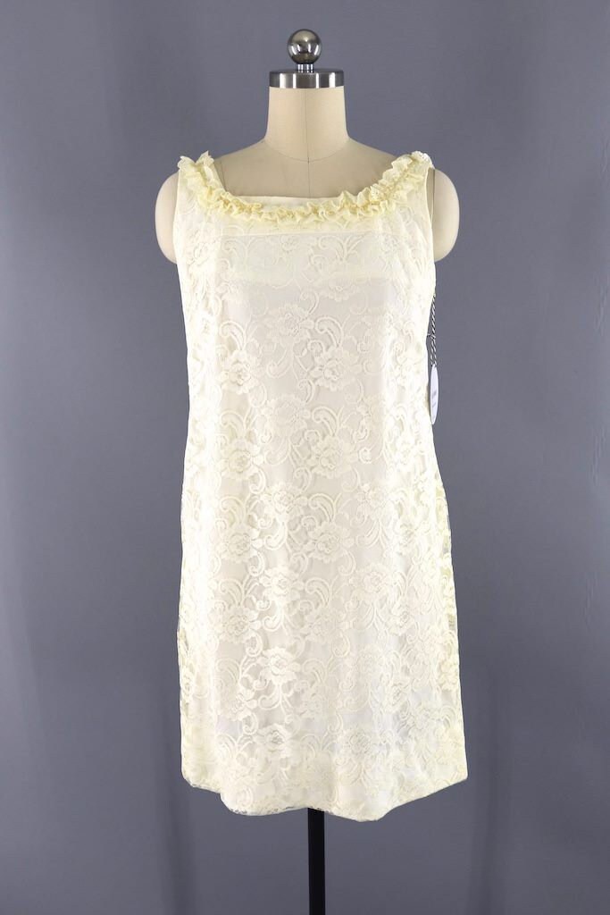 Vintage Lace Dress Sheath Minidress Ivory Winter White | Etsy