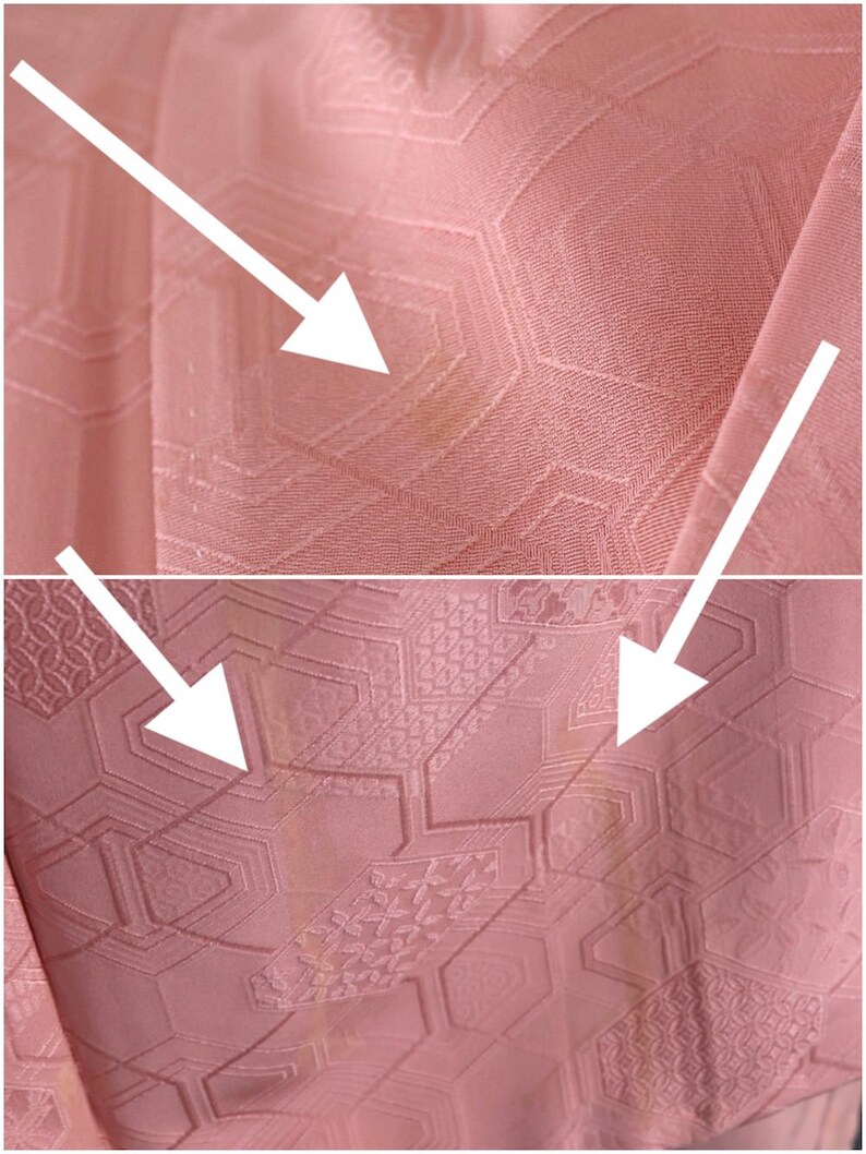 Vintage Silk Kimono Robe Vintage Dressing Gown Vintage Lingerie Robe Loungewear 1960s Pink Hex Hexagons Hexagon