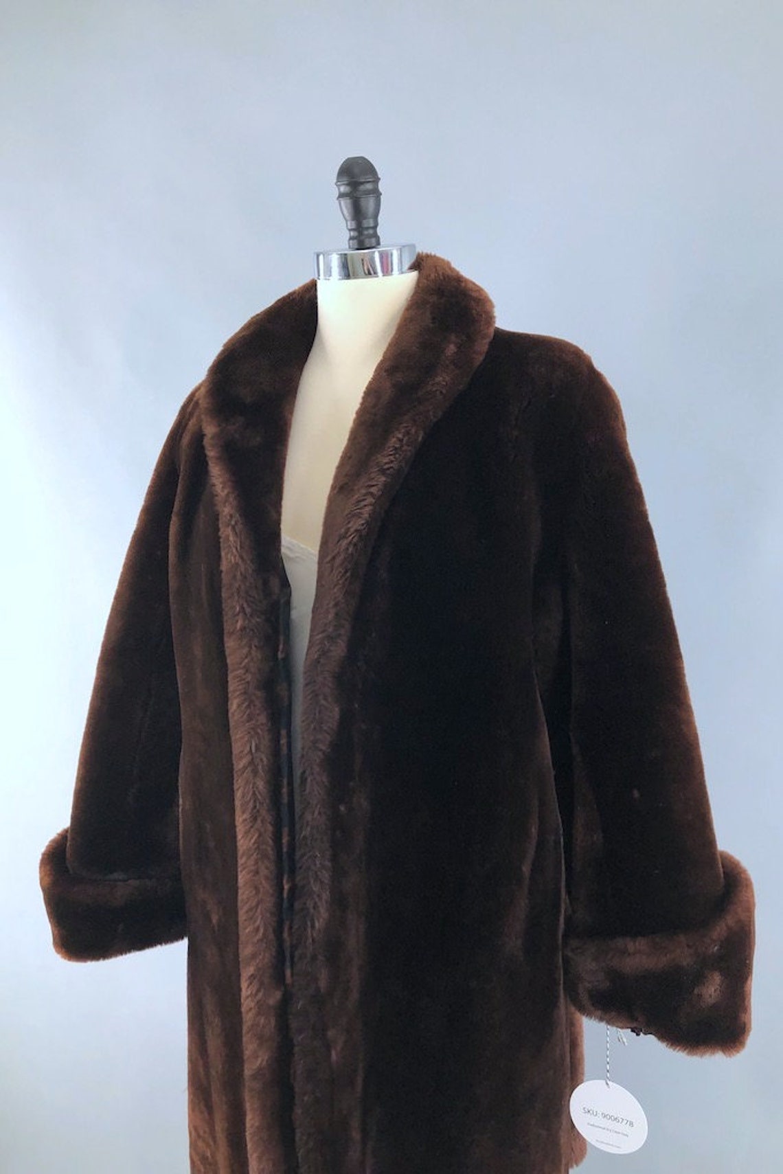 Vintage Fur Coat Mouton Sheared Lamb Chocolate Brown Long | Etsy