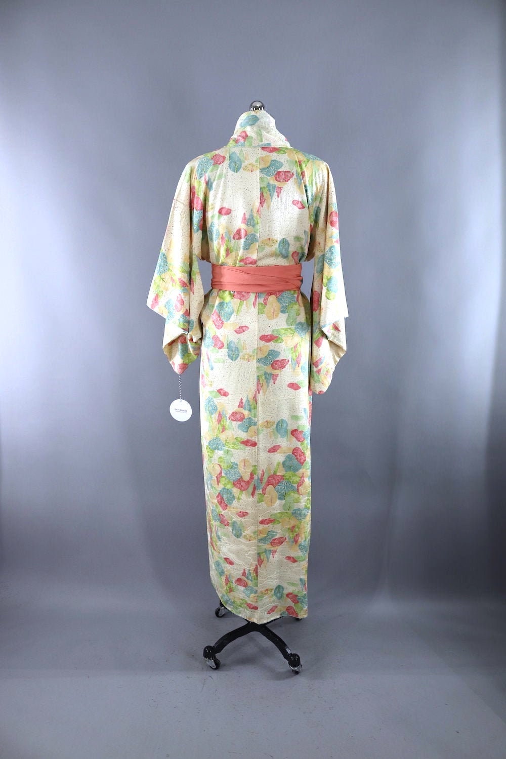 Vintage Kimono Pink and Green Trees Print Silk Robe Art Deco | Etsy