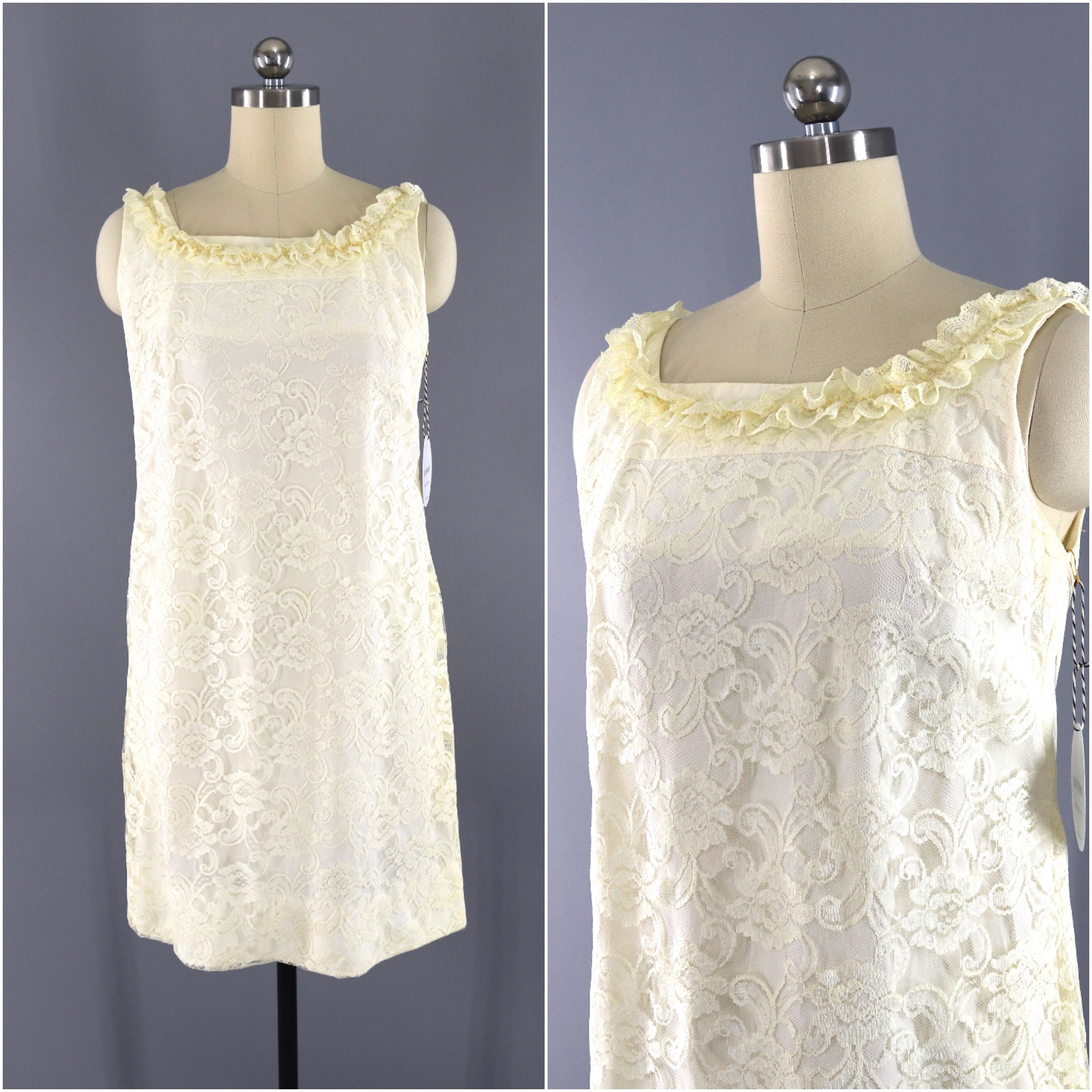 Vintage Lace Dress Sheath Minidress Ivory Winter White | Etsy